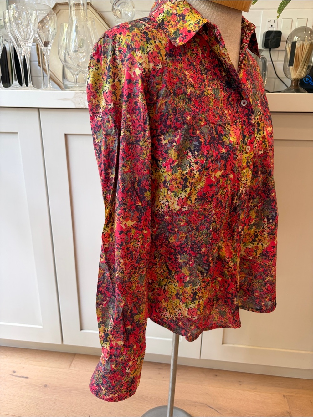 Liberty of London Red Multi-Color Floral-Print Button Down Shirt - Picture 7 of 11